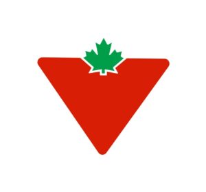 Canadian Tire logo. A Red triangle with a green maple leaf in the middle