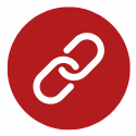 a link icon in a red circle